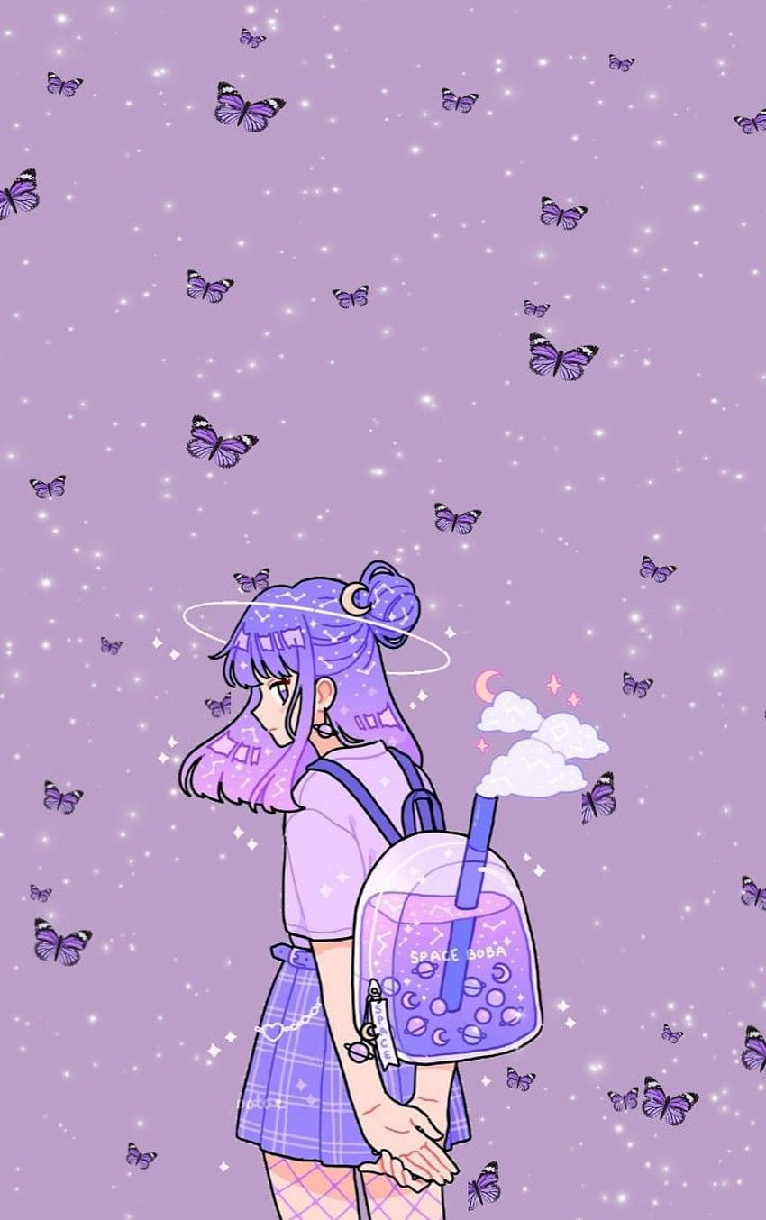 Aesthetic Purple, cute purple anime HD phone wallpaper | Pxfuel