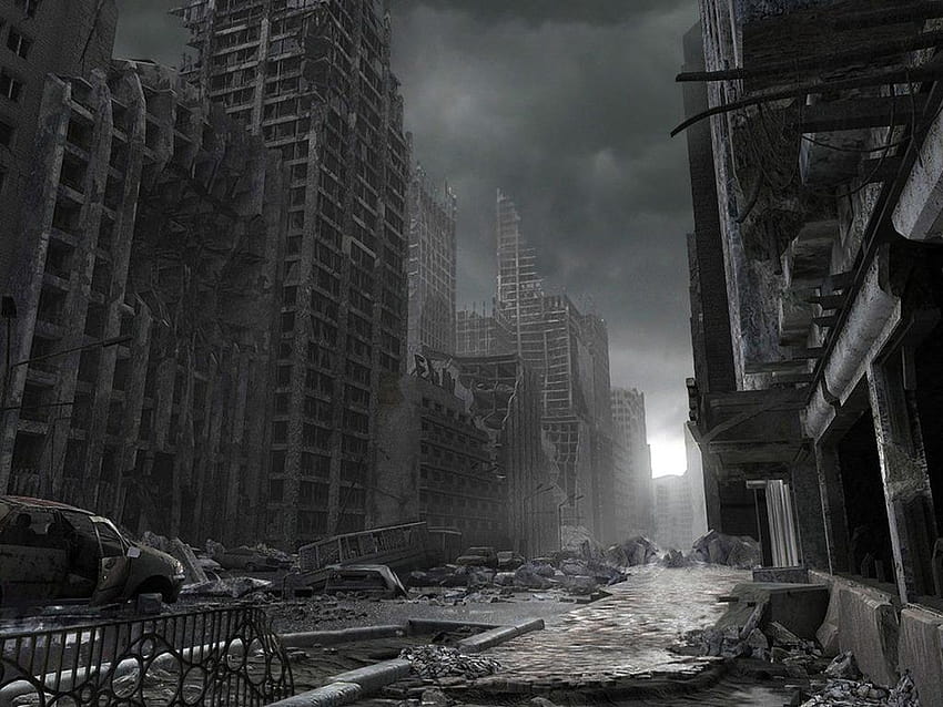 7 фона на разрушен град, военна зона HD тапет