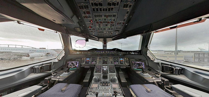 Кокпит на Airbus A380 HD тапет