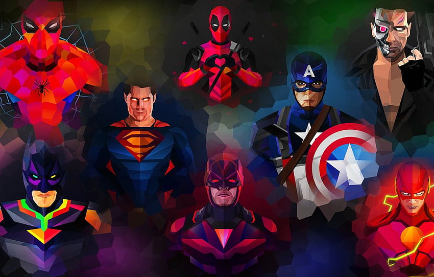 purple, orange, blue, yellow, red, green, weapons, grey, lilac, power, pink, batman, spider, pink superheroes HD wallpaper