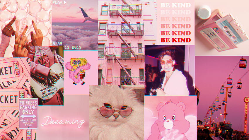 1 Pink Collage Computer, aesthetic pc pink HD wallpaper
