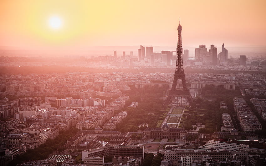 Matahari Terbenam Arc de Triomphe Paris, matahari terbenam Wallpaper HD