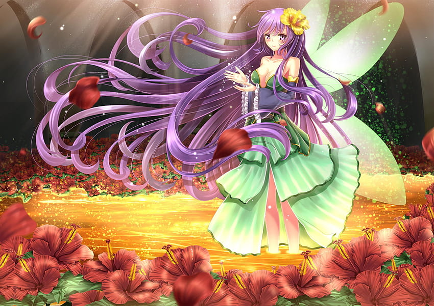 Cute fairy sitting on flower Anime style Girl  Stock Illustration  53198834  PIXTA