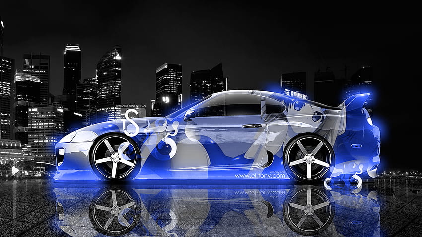 Otomodif: TOYOTA SUPRA ANIME JDM CITY CAR 2013 SIDE DARK BLUE NEON VON TONY KOKHAN WWW HD-Hintergrundbild