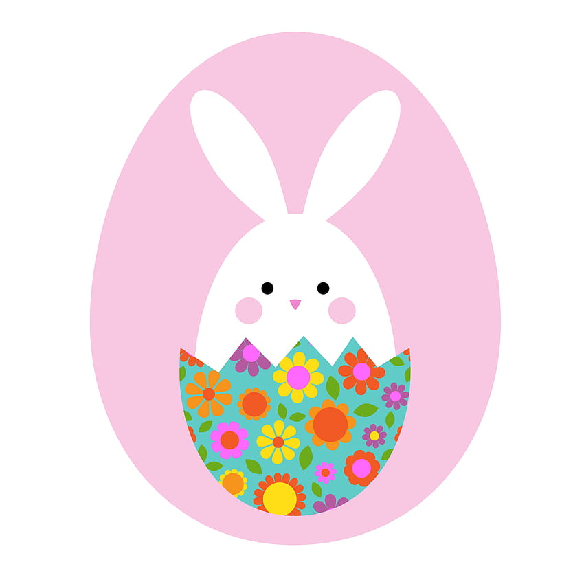 simpatico coniglietto pasquale nell'uovo floreale da cova, schiusa dell'uovo di pasqua Sfondo del telefono HD