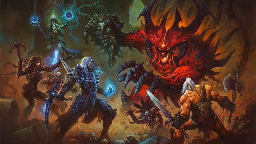 Diablo III: Rise, diablo immortal의 디아블로 vs 네크로맨서 파티 HD 월페이퍼
