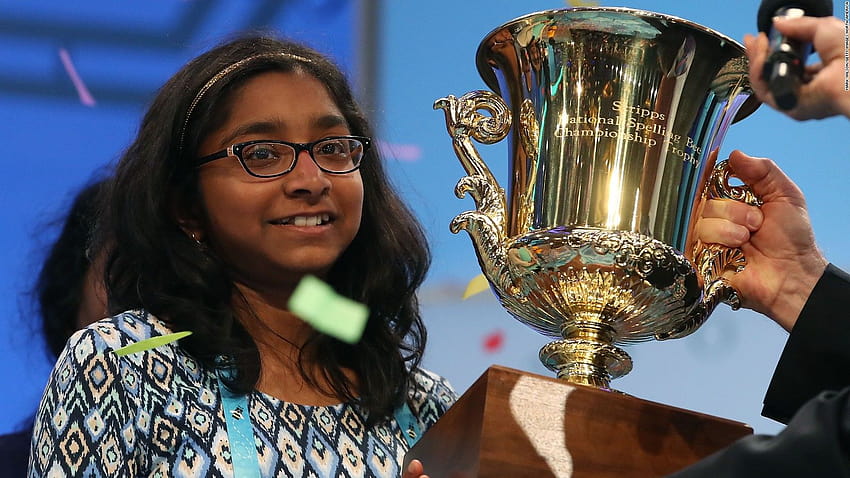 National Spelling Bee winner clinches title with 'marocain', spelling bee trophy HD wallpaper