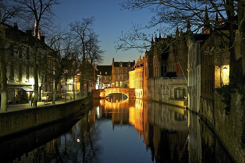 Belgium Rivers Houses Bruges Canal Cities HD wallpaper
