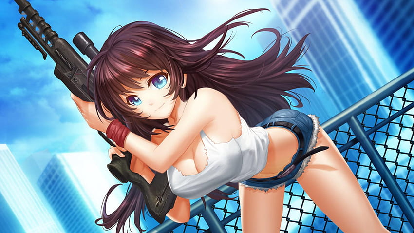 Anime Sniper Girl – PS4, PS4-Anime-Mädchen HD-Hintergrundbild