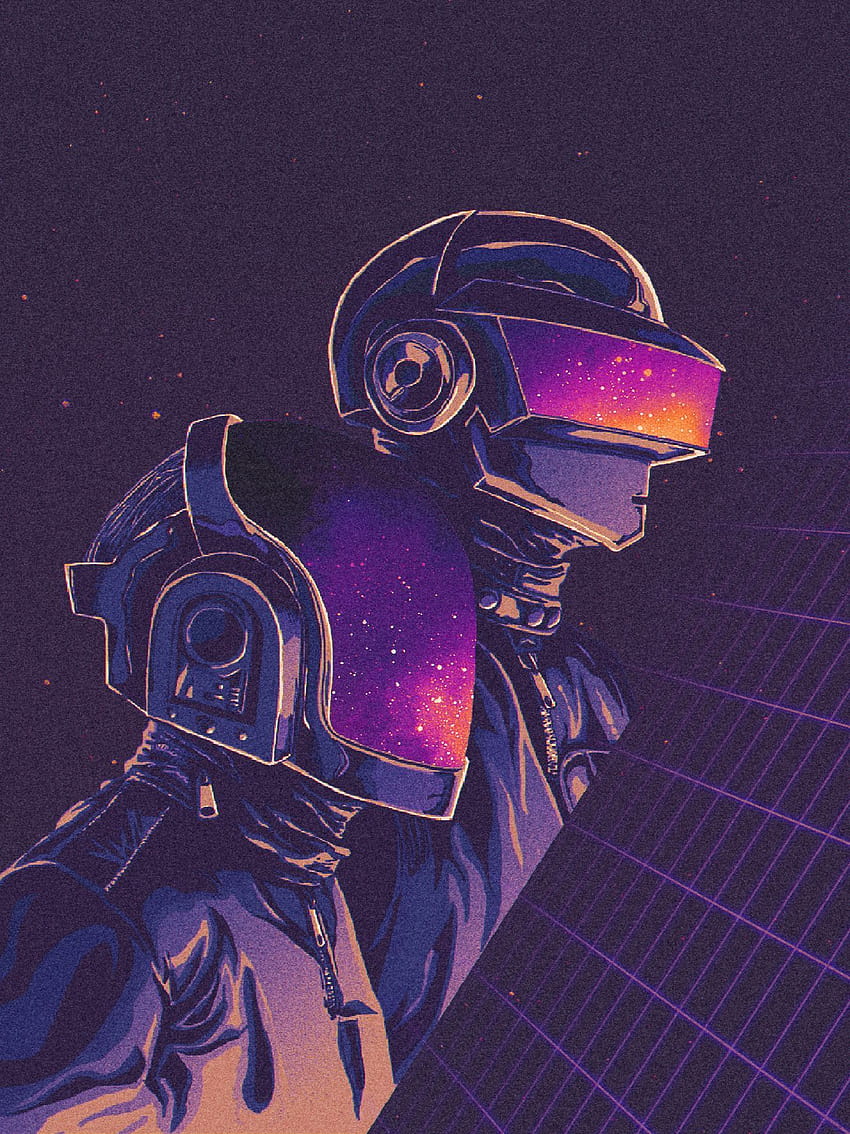 Daft Punk über Odyssee im Weltraum, Pixel Lime, Daft-Punk-Ästhetik HD-Handy-Hintergrundbild