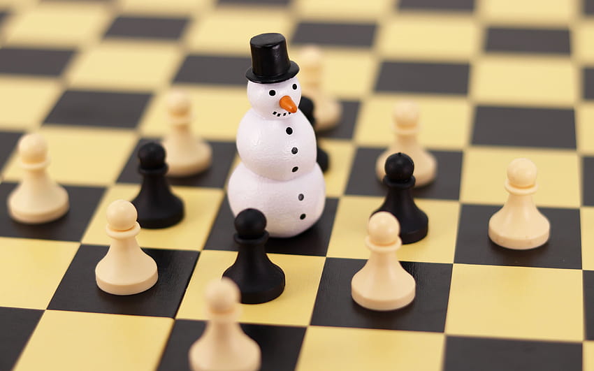 3840x2400 chess, snowman, figures, pawns, chess board, game ultra 16:10 backgrounds HD wallpaper