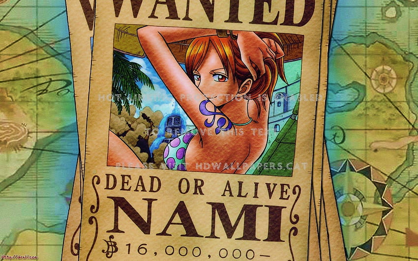 nami 'cat burglar' wanted poster straw hat, one piece wanted poster HD wallpaper