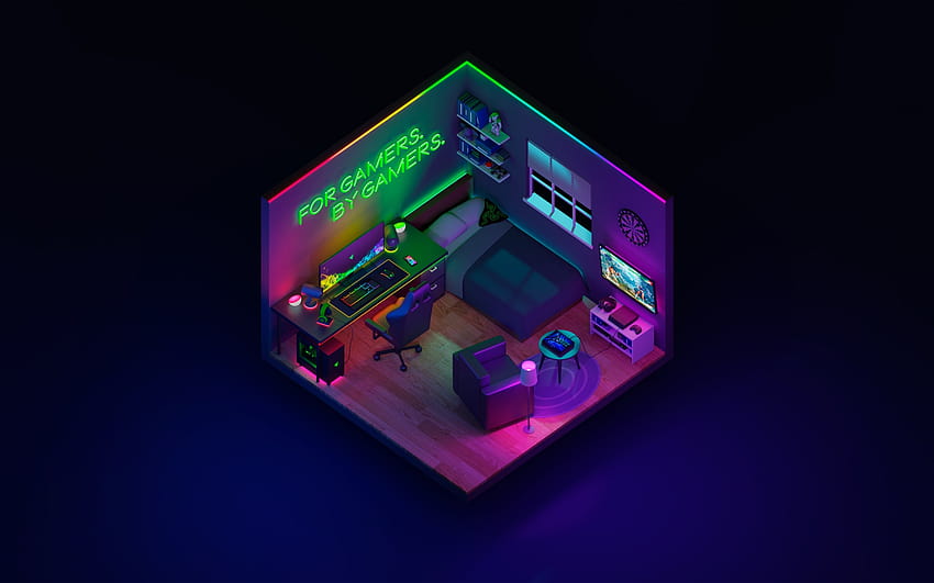 Premium Hottest Cosplayer: Gaming Room 1920x1080, gaming room setup HD wallpaper