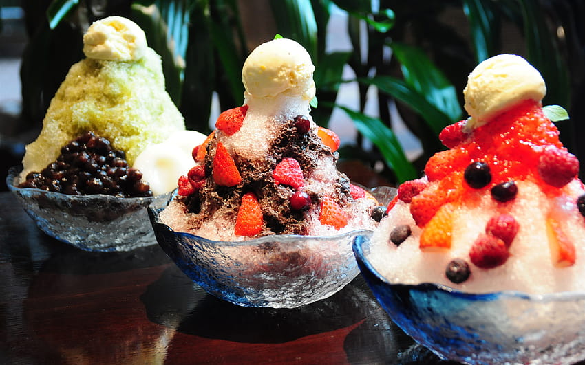 Delicious shaved ice, cream, dessert, summer food, strawberries 3840x2160 U , food summer HD wallpaper