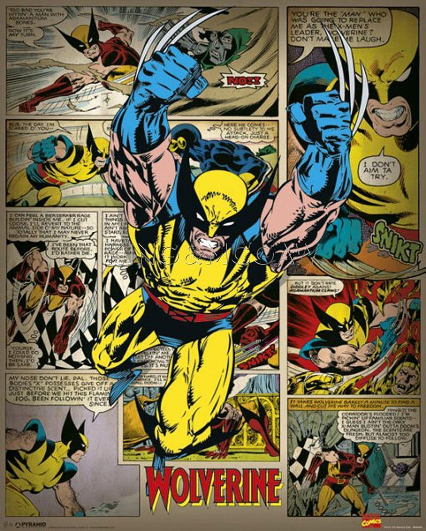 iPhone retrô Wolverine, quadrinhos antigos da Marvel Papel de parede de celular HD