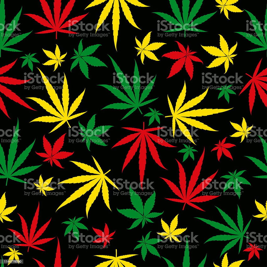 Padrão Rasta Reggae Cor Ornamento jamaicano Maconha Fundos Sem Costura Rastafari Cannabis Cânhamo Modelo Preenchimento Vector Plano Quadrado Clipe Ilustrações, erva daninha rasta Papel de parede de celular HD