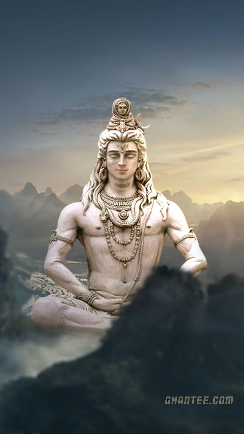 lord shiva giant meditating statue for iphone, mahadev statue HD phone wallpaper