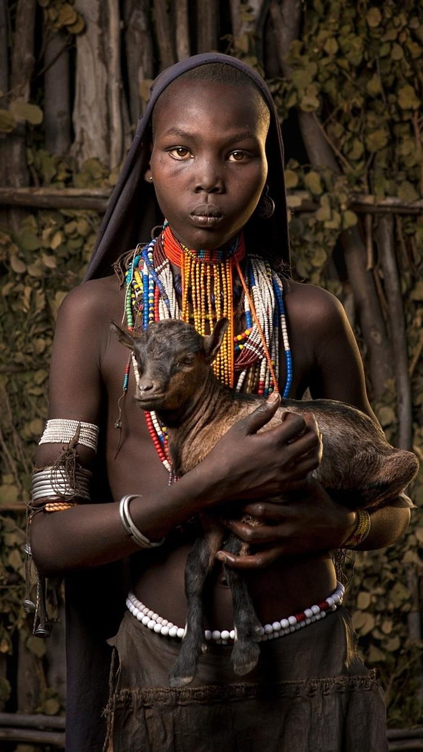 Africa, Ethiopia, goat, black skin girl 750x1334 iPhone 8/7/6/6S, dark skin girls HD phone wallpaper