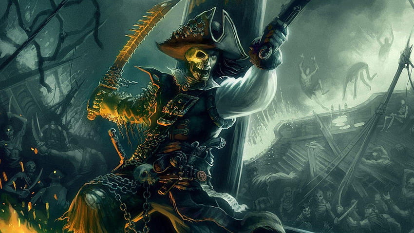 Pirate Skull, pirate skeleton HD wallpaper