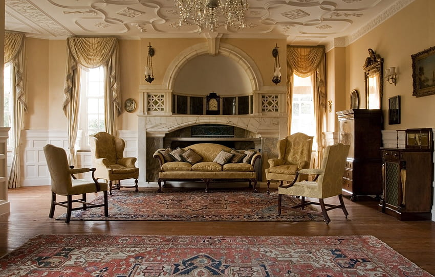 design, estilo, Villa, interior, sala de estar, The Victorian House, seção интерьер papel de parede HD