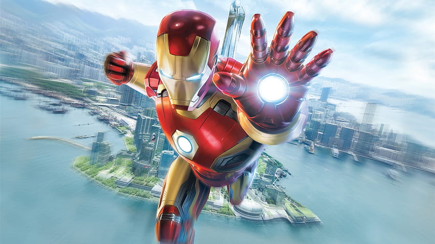 Iron Man, vuelo, mano, ciudad, cielo 3840x2160 U, mano de iron man fondo de pantalla