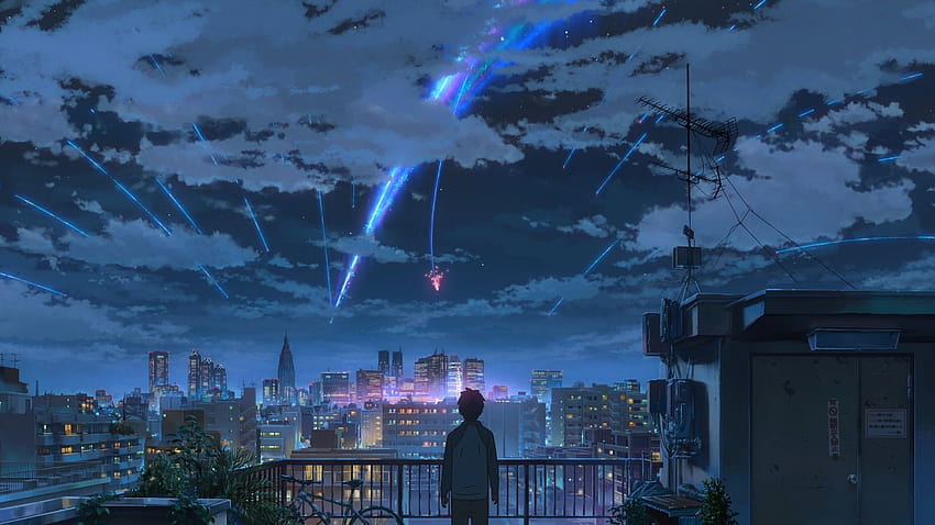 Your Name Kimi no Na Wa Makoto Shinkai noite estrelada, estética de anime papel de parede HD