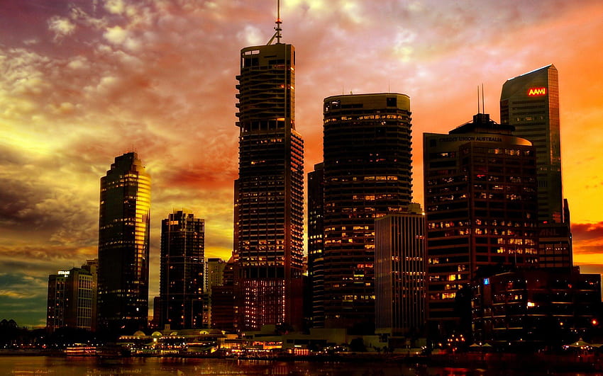 Brisbane de noche Australia Mundo fondo de pantalla