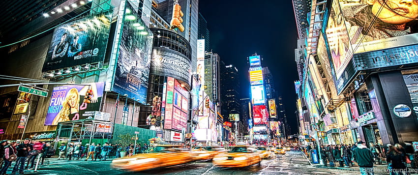 Yellow Cabs In New York Times Square :: Backgrounds HD wallpaper