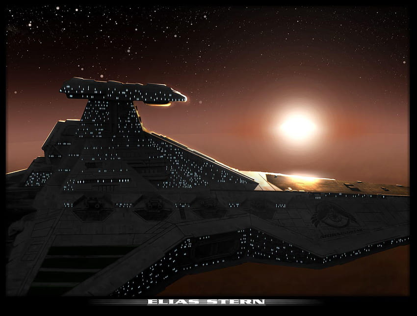 Star Wars sobre el horizonte de LordDoomhammer, destructor estelar clase venator fondo de pantalla