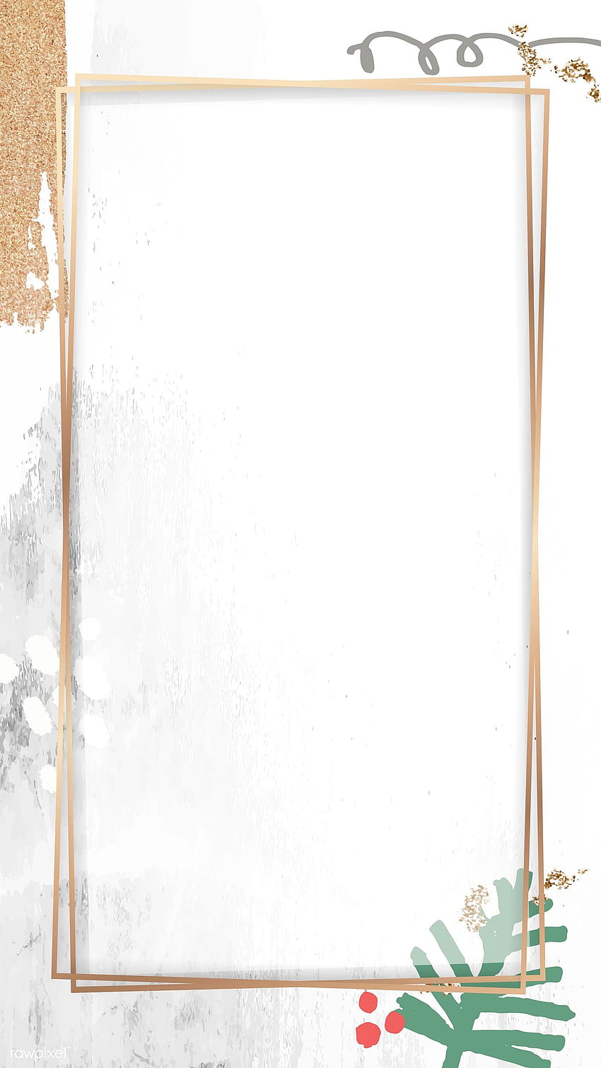 Rectángulo de Navidad decorativo marco dorado vector de teléfono móvil, marco vertical de Navidad fondo de pantalla del teléfono