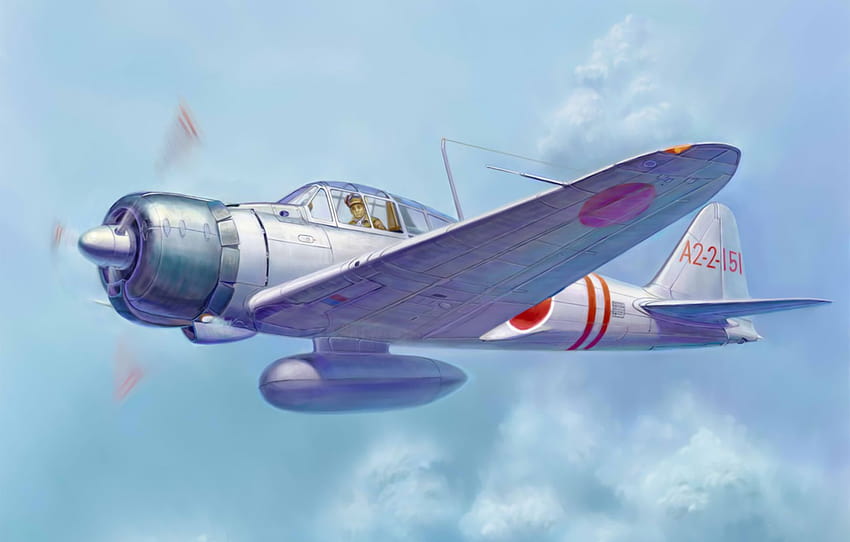 wojna, sztuka, malarstwo, lotnictwo, II wojna światowa, japoński myśliwiec, Mitsubishi A6M zero , sekcja авиация Tapeta HD