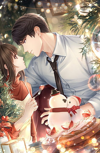 anime christmas couple wallpaper