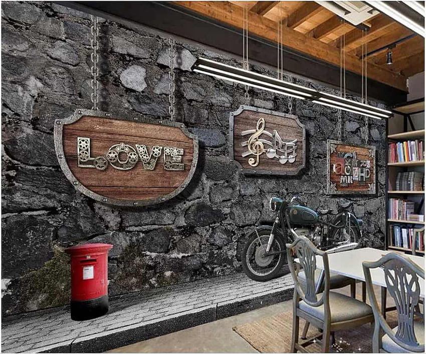 3d custom mural Retro nostalgic motorcycle bar backgrounds wall home decor living room for walls 3 d HD wallpaper