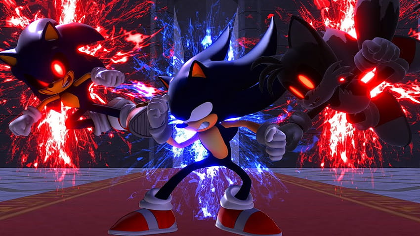 Dark Sonic V.S. Sonic.EXE and Tails.EXE, dark sonic vs super sonic HD  wallpaper