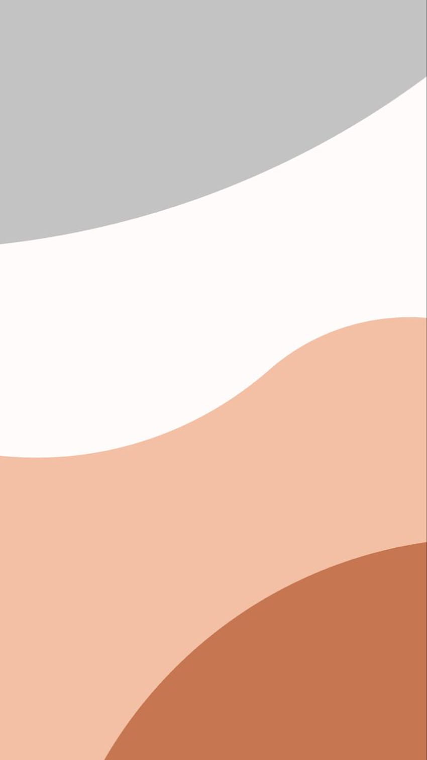 Estética melocotón y gris, marrón y blanco. fondo de pantalla del teléfono
