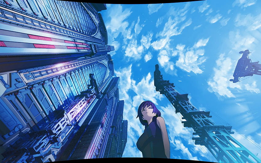 Anime Beauty Blue Buildings 13694, buildings perspective HD wallpaper