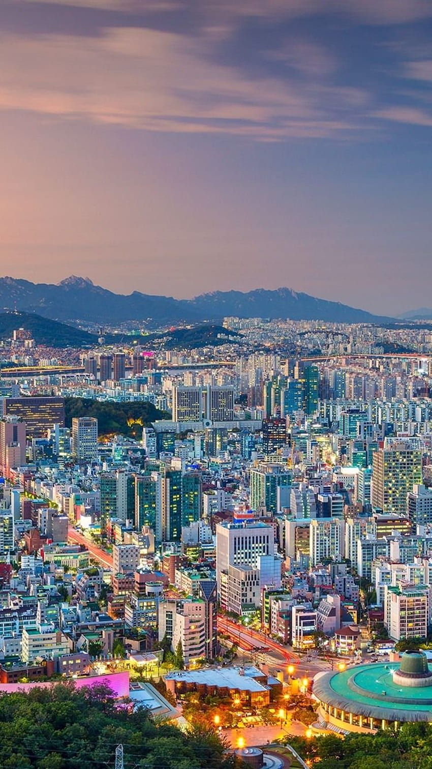 Korea Selatan, Seoul, pemandangan kota, senja, lampu 750x1334 iPhone 8/7/6, iphone alam korea wallpaper ponsel HD