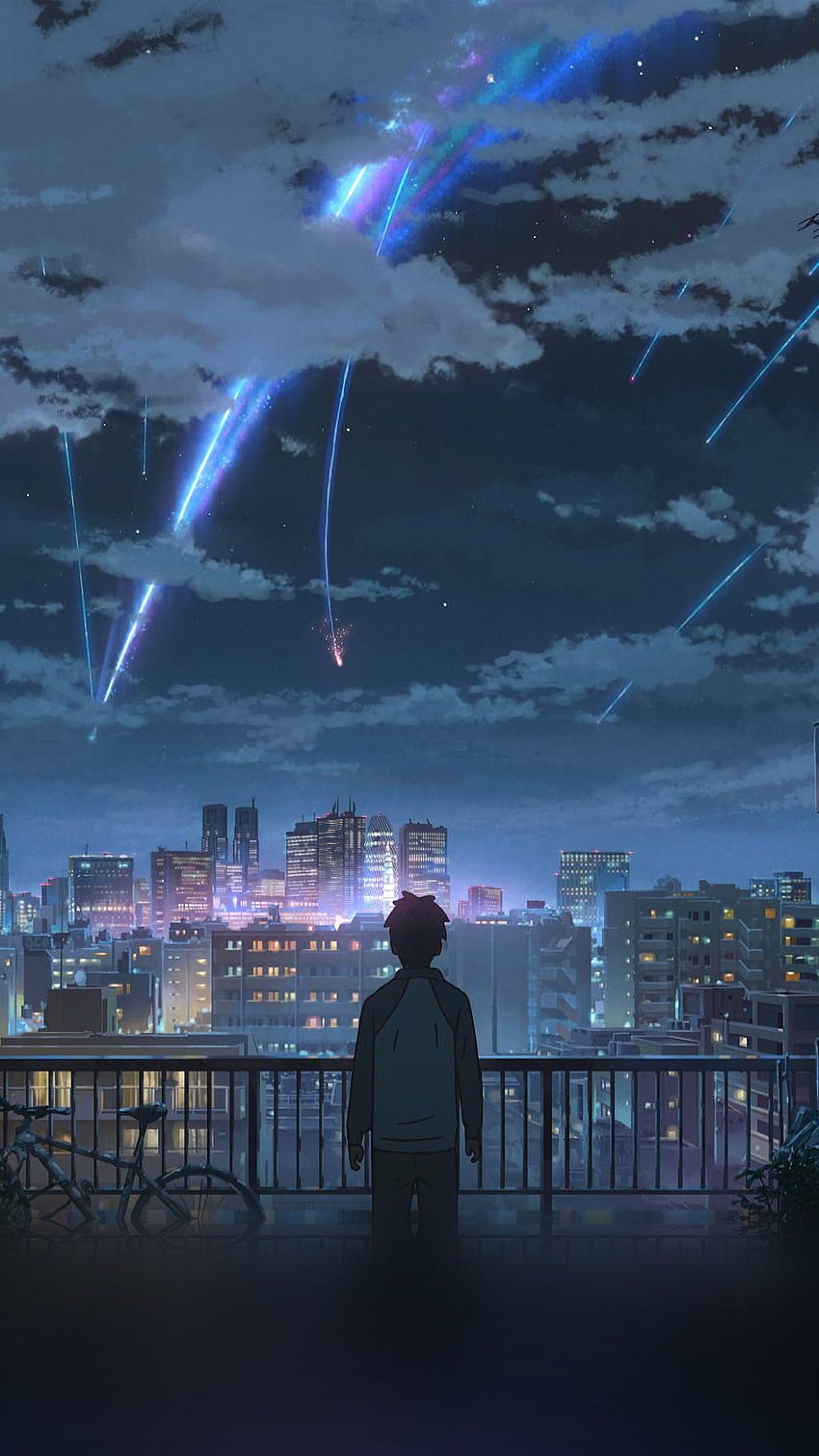 Yourname Night Anime Sky Illustration Art Android wallpaper ponsel HD