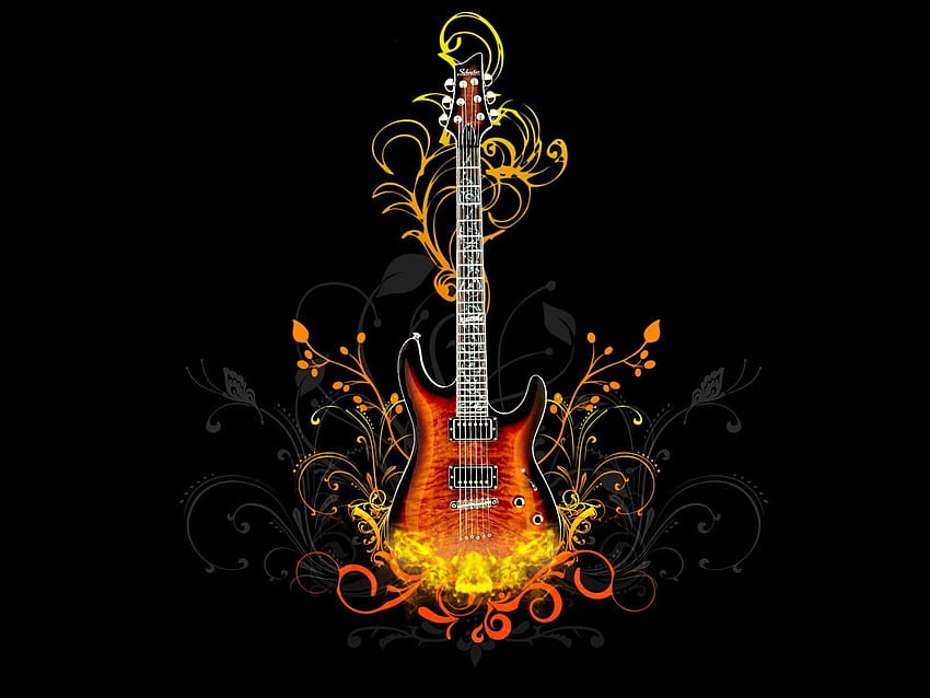 Electric Guitar On Fire, fire guitar HD wallpaper