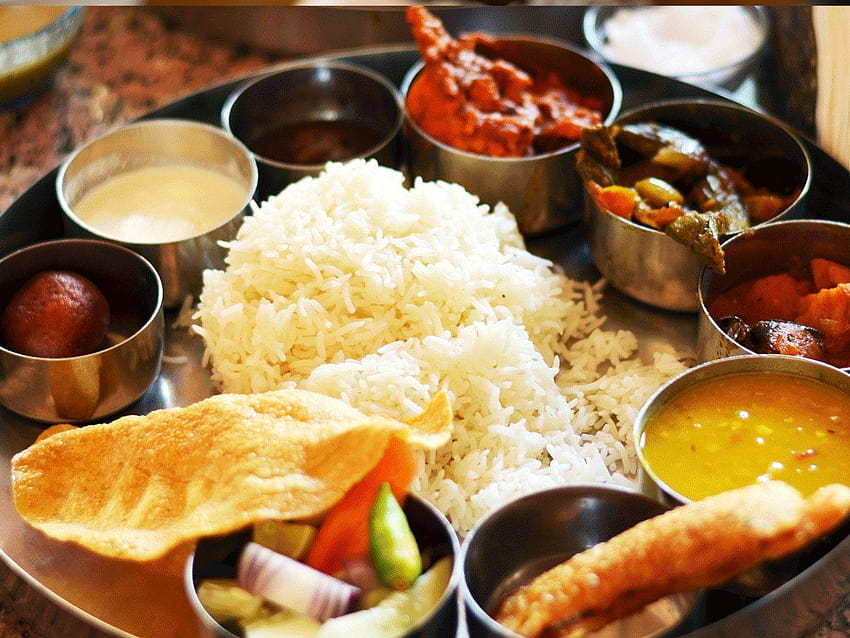 Колко средно калории съдържа индийски non, veg thali HD тапет
