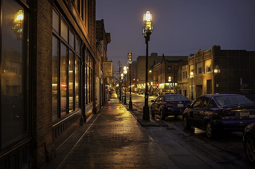 USA Duluth Minnesota Rue Nuit Lampadaires, lampadaire Fond d'écran HD