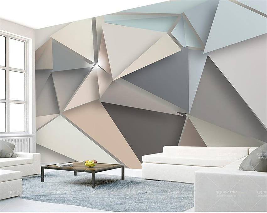 Mural de decoración de dormitorio de sala de estar con patrón de triángulo geométrico tridimensional de estilo minimalista moderno 3D de Yunlin888, $ 6.44 fondo de pantalla