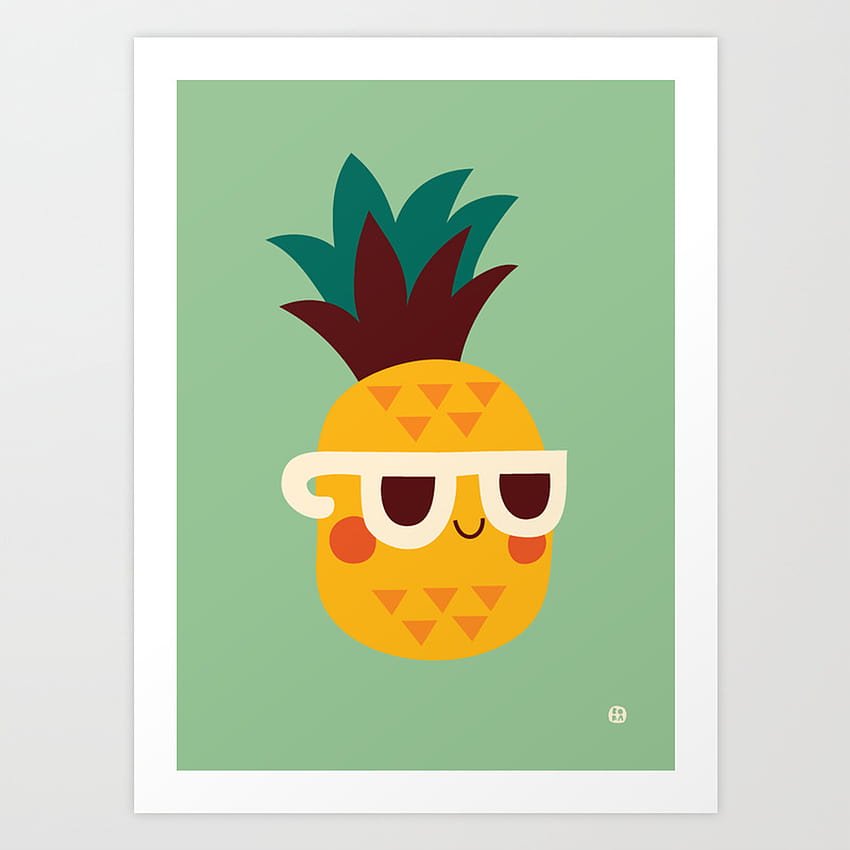 Sunny Funny Pineapple Art Print by Bora HD phone wallpaper
