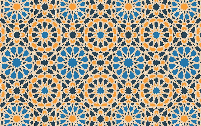 tekstur islami oranye biru, latar belakang islami, tekstur islami bunga, tekstur islami retro, pola islami dengan resolusi 1920x1200. Kualitas tinggi, pola Wallpaper HD