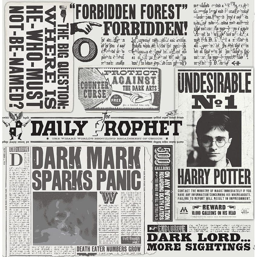 Harry Potter Daily Prophet Newspaper Wizard Poster Mono 108700 HD phone wallpaper