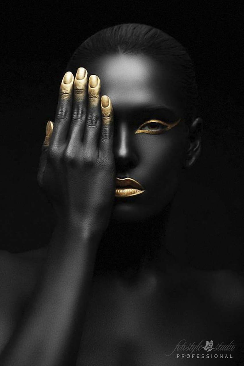 Fashionable girls Black and gold Mobile, golden black women HD phone wallpaper