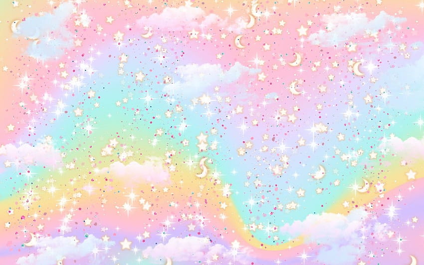 パステルレインボーのかわいい審美的な背景、虹の審美的な背景 高画質の壁紙