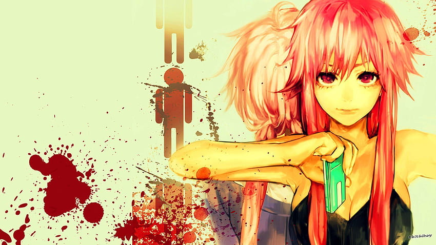 Wallpaper girl, anime, mirai nikki, gasai yuno, madskillz for