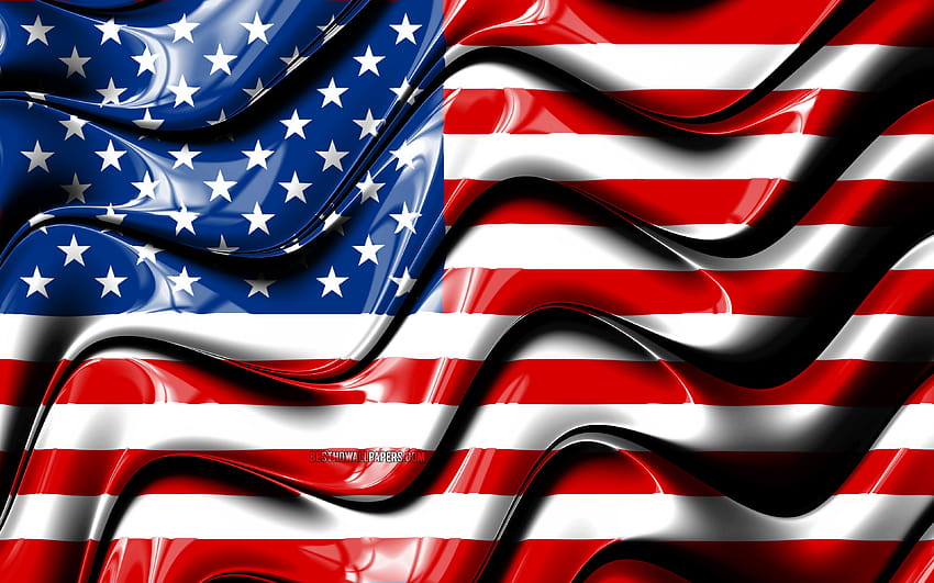 Bandiera USA, Nord America, simboli nazionali, Bandiera degli USA, Arte 3D, Stati Uniti d'America, USA, Bandiera degli Stati Uniti, Paesi nordamericani, Bandiera USA 3D, bandiera americana Sfondo HD