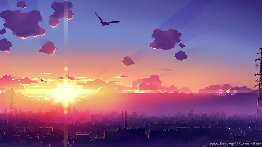 Obra de arte, Arte de fantasía, Anime, Ciudad, Puesta de sol, Cielo, city anime sunset tower fondo de pantalla